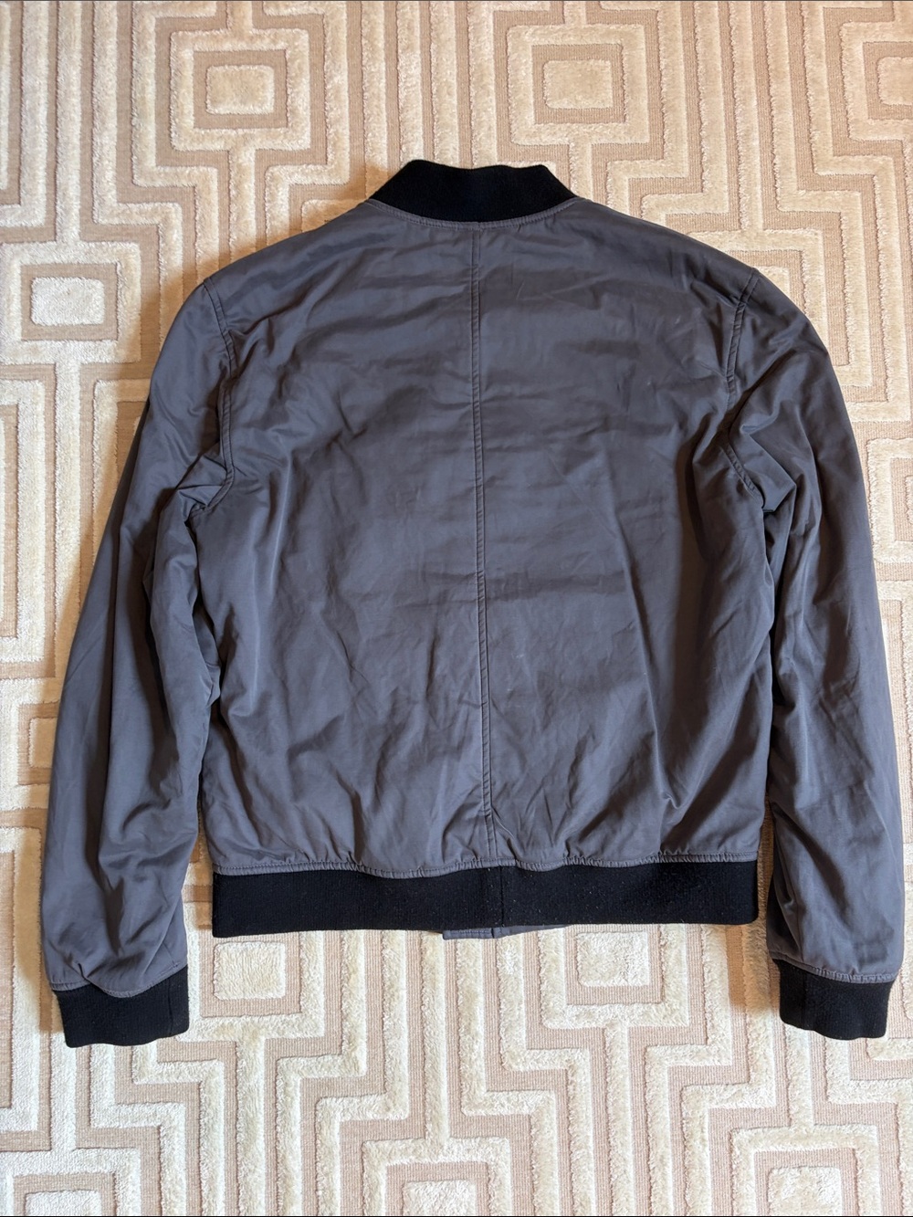 PAIGE Men's Charcoal Gray Bomber Jacket with Black Trim - Picture 6 of 6